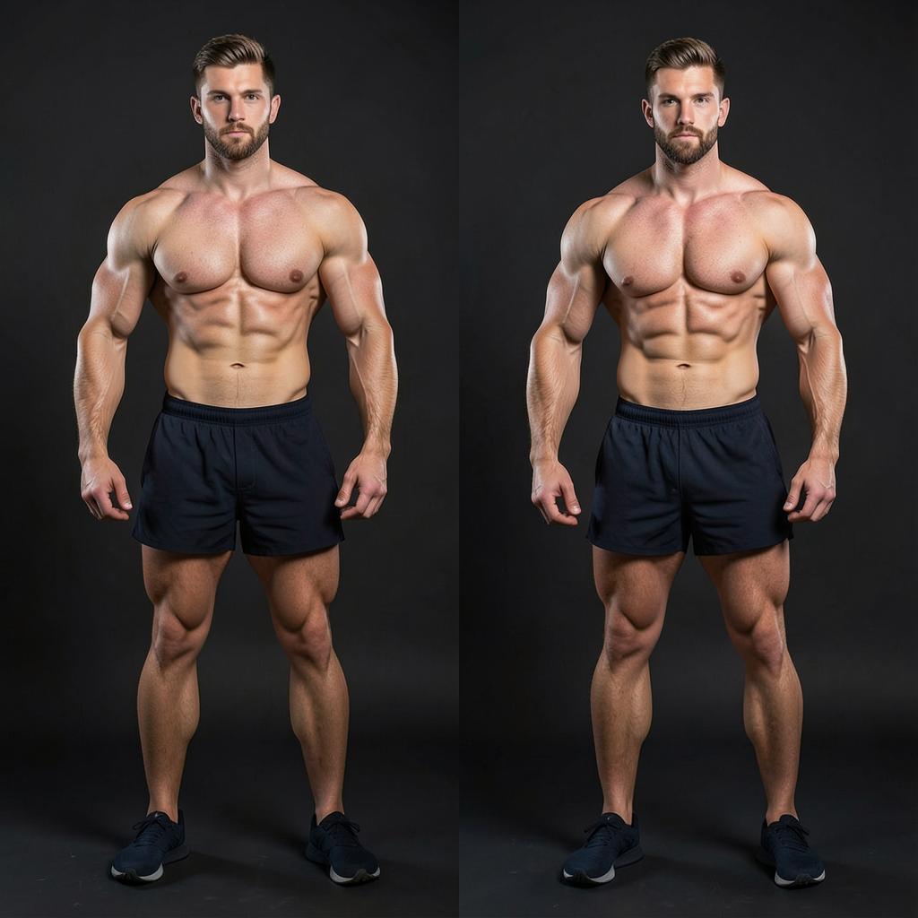 Male member before and after transformation