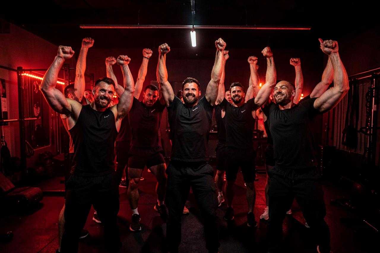 Group class celebrating after a workout
